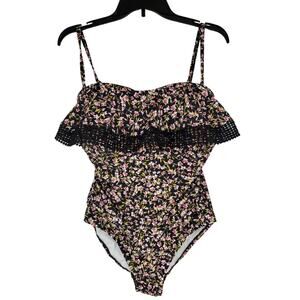 Kona Sol Womens Bandeau Medium Coverage One Piece Swimsuit Crochet Bandeau Large